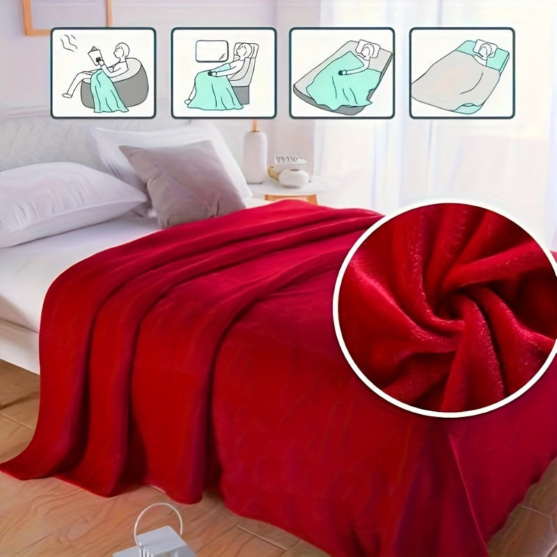Flannel Throw Blanket Breathable Polyester Machine Washable