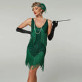 Flapper Dress 1920s Sequin & Fringe V-Neck