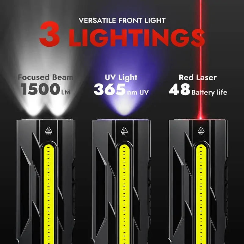 Flashlight 1500 Lumens USB-C Rechargeable Magnetic Mount