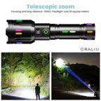 Flashlight 9000 Lumens USB-C Rechargeable Weather-Resistant Aluminum