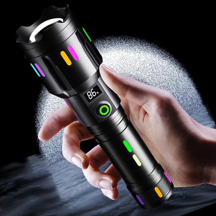 Flashlight 9000 Lumens USB-C Rechargeable Weather-Resistant Aluminum