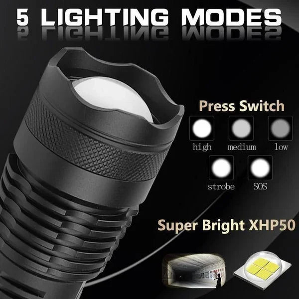 Flashlight 90000 Lumens Rechargeable Zoom