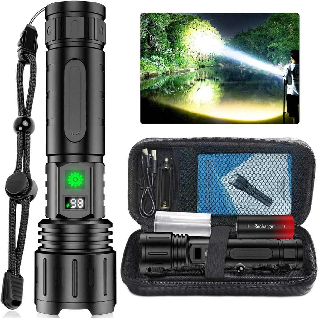 Flashlight Rechargeable LED 100000 Lumens IPX6 Waterproof