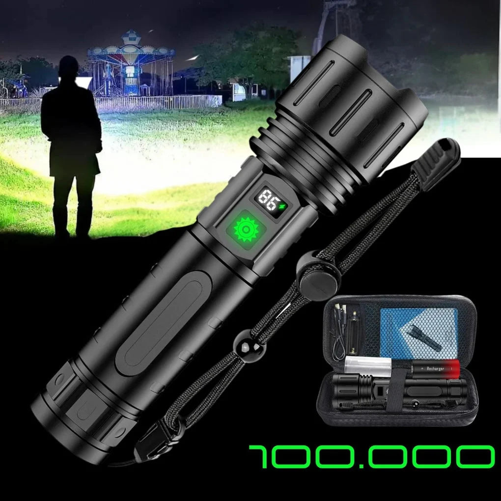 Flashlight Rechargeable LED 100000 Lumens IPX6 Waterproof