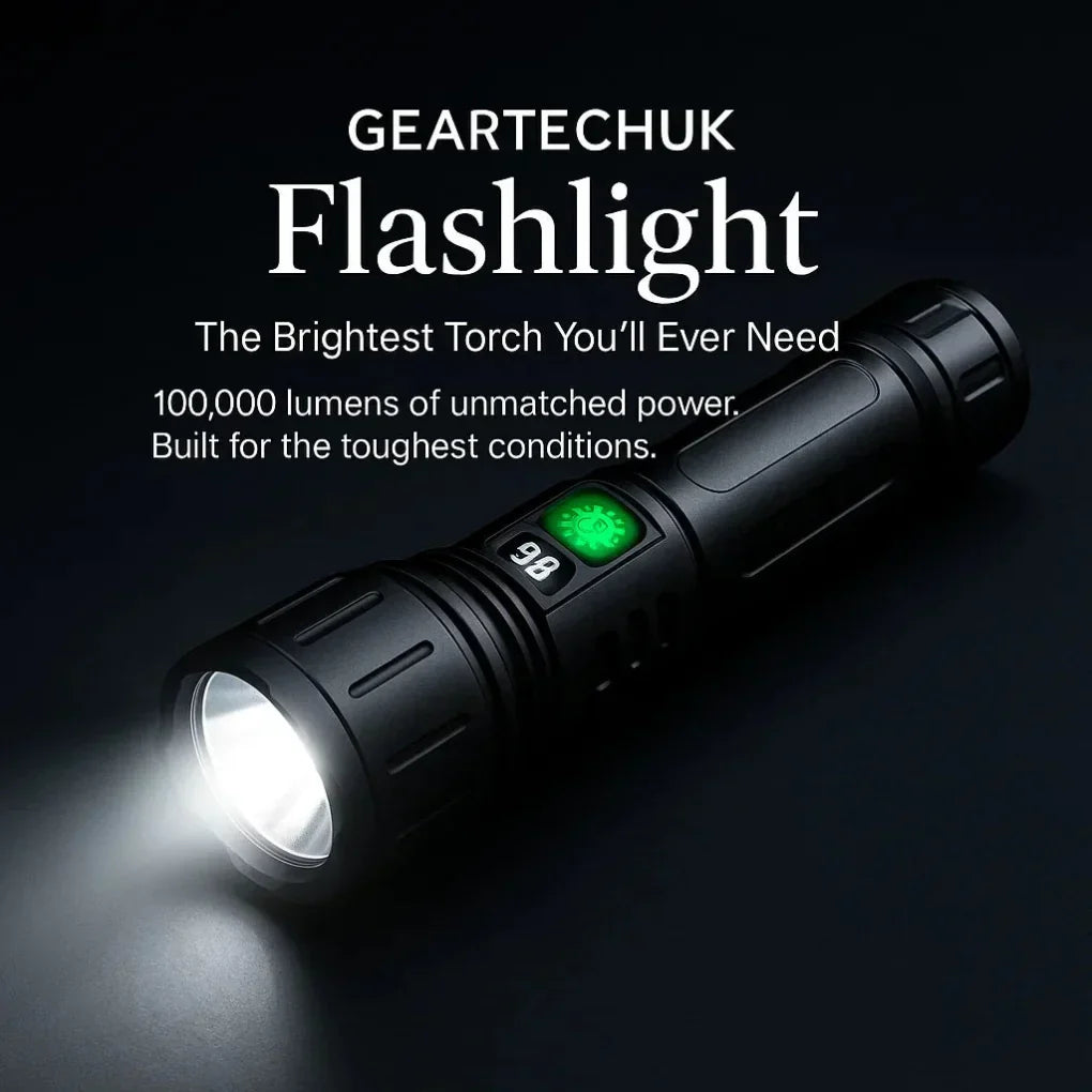Flashlight Rechargeable LED 100000 Lumens IPX6 Waterproof