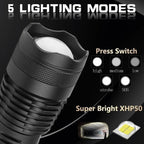 Flashlight USB Rechargeable Telescopic Zoom Waterproof