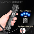 Flashlight USB-Rechargeable Zoomable 90,000 Lumens