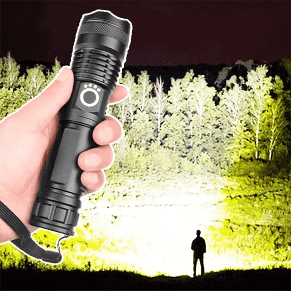 Flashlight USB-Rechargeable Zoomable 90,000 Lumens