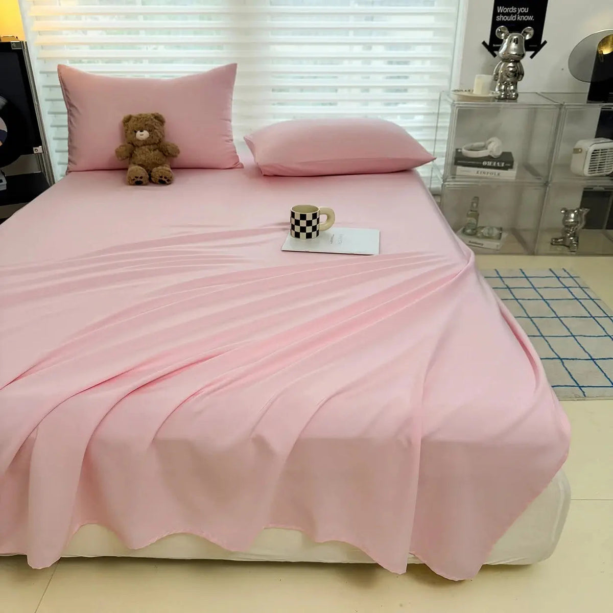 Flat Bedsheet Set Soft Breathable Polyester