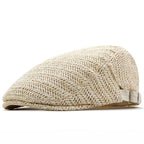 Flat Cap Woven Straw Breathable Adjustable Back Strap