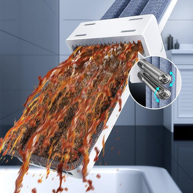 Flat Mop 360° Rotating Microfiber Pad Hands-Free Wringer