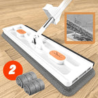 Flat Mop 360° Rotating Microfiber Pad Hands-Free Wringer