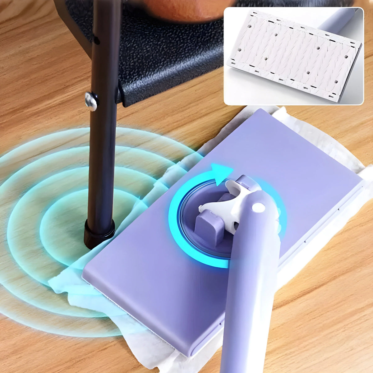 Flat Mop Hands-Free Cloth Release 360° Swivel Head
