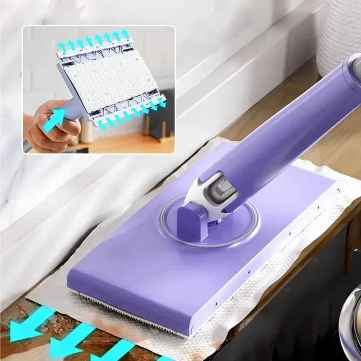 Flat Mop Hands-Free Cloth Release 360° Swivel Head