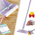Flat Mop Hands-Free Cloth Release 360° Swivel Head