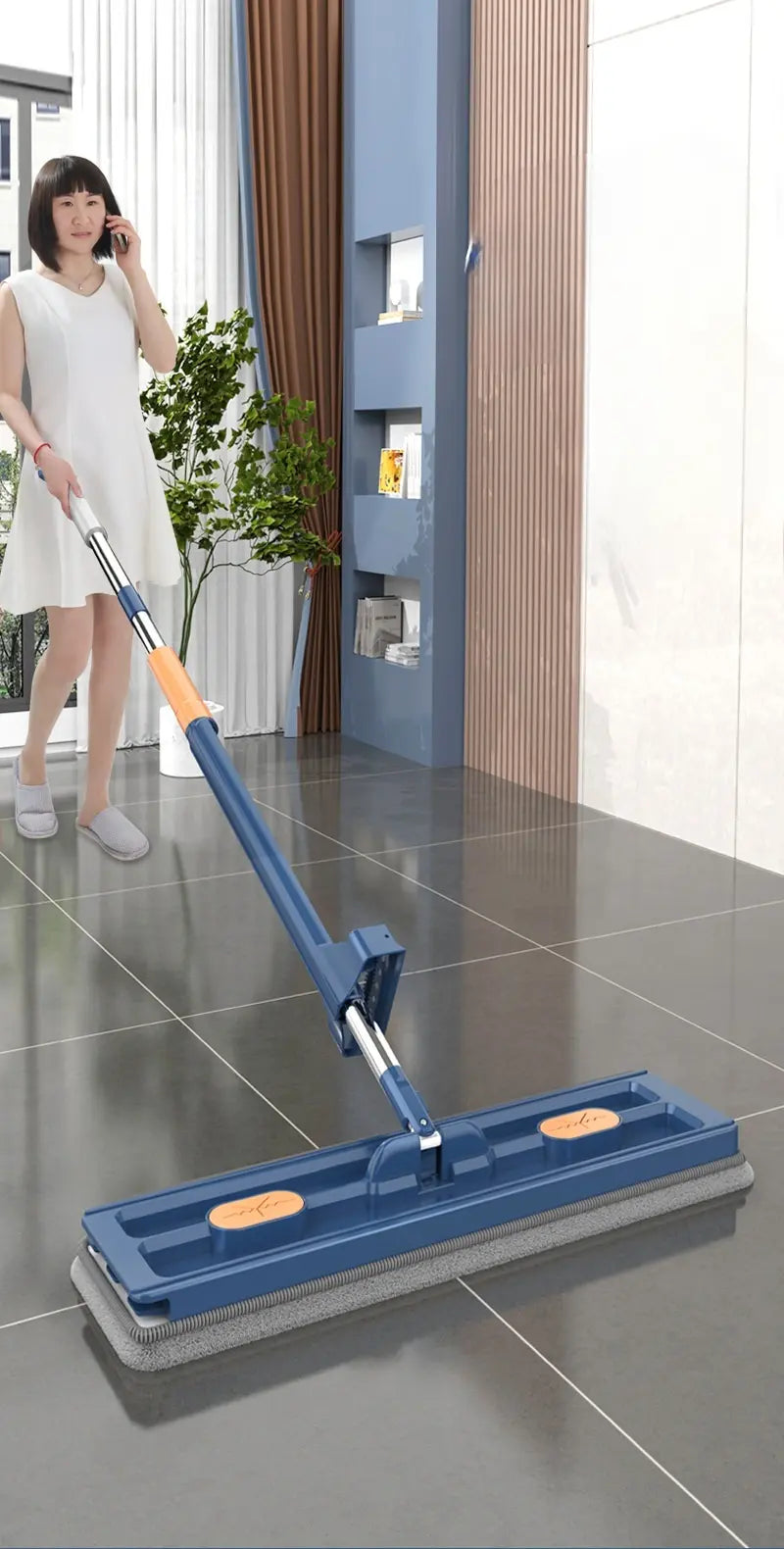 Flat Mop Self-Wringing 360° Rotating Microfiber Pad