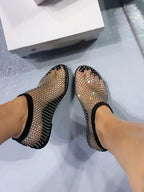 Flats Breathable Mesh Gemstone Accents