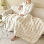 Fleece Blanket Double-Layer Ultra-Soft Faux Rabbit Fur