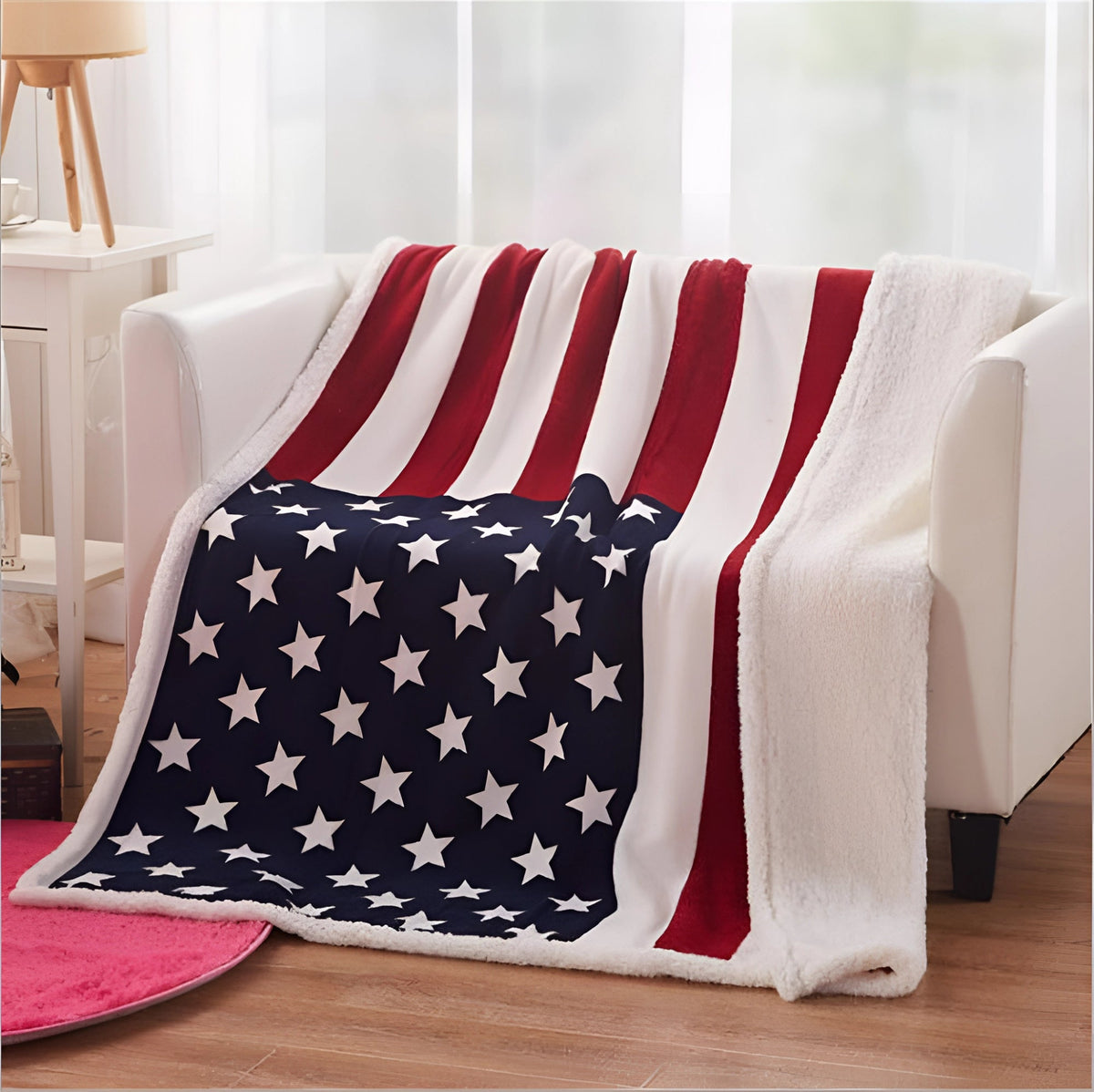 Fleece Blanket Microfiber Velvet & Faux Lambswool Machine Washable