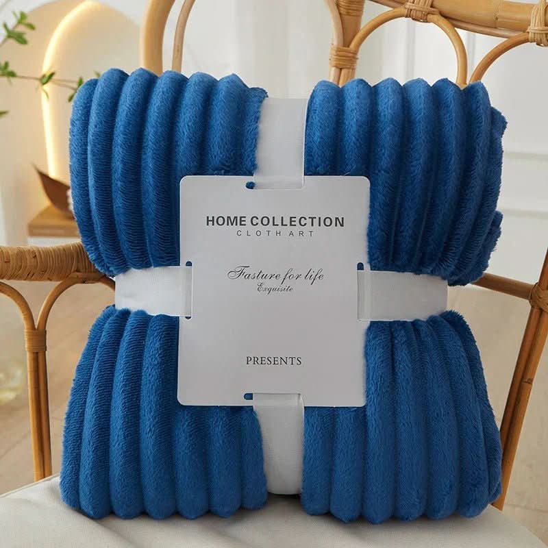 Fleece Blanket Ultra Soft Polyester Wide Stripe Machine Washable