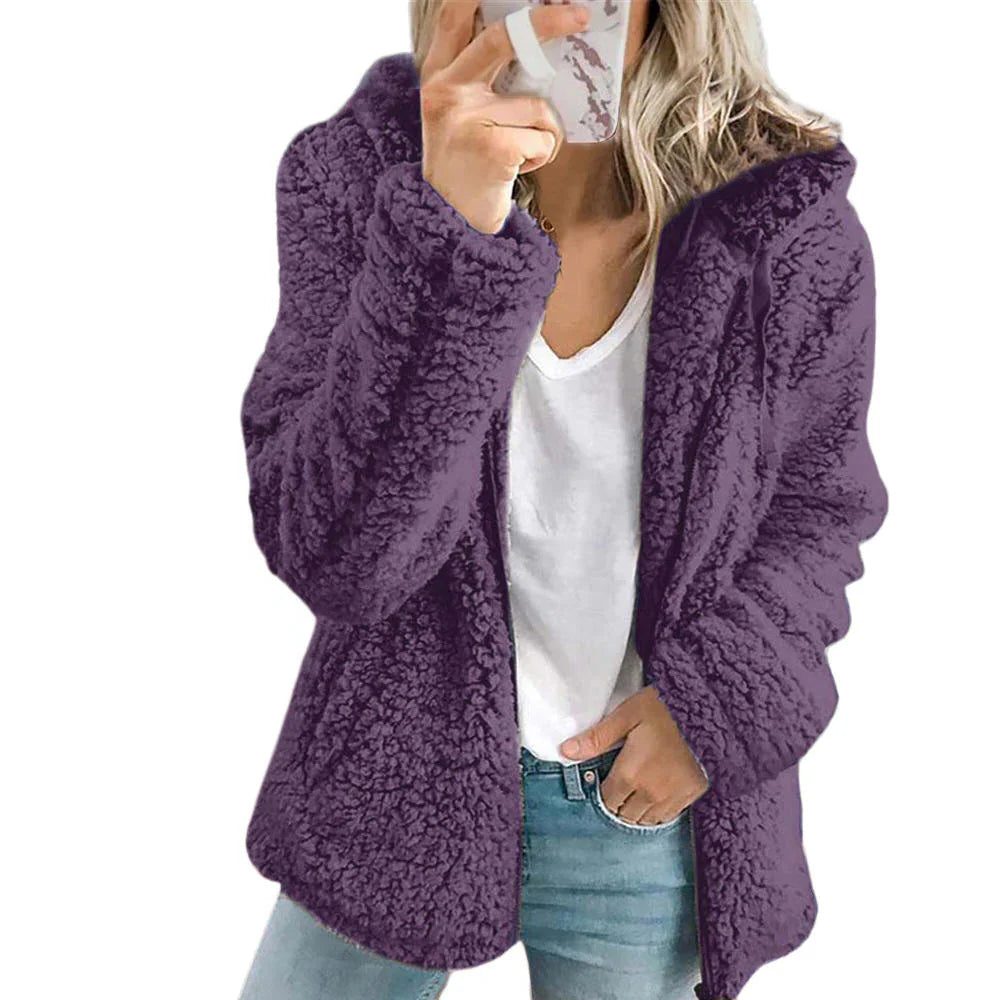 Fleece Coat Teddy Fleece Full Zipper Side Pockets