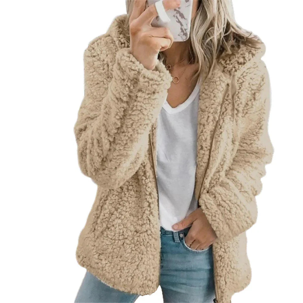 Fleece Coat Teddy Fleece Full Zipper Side Pockets