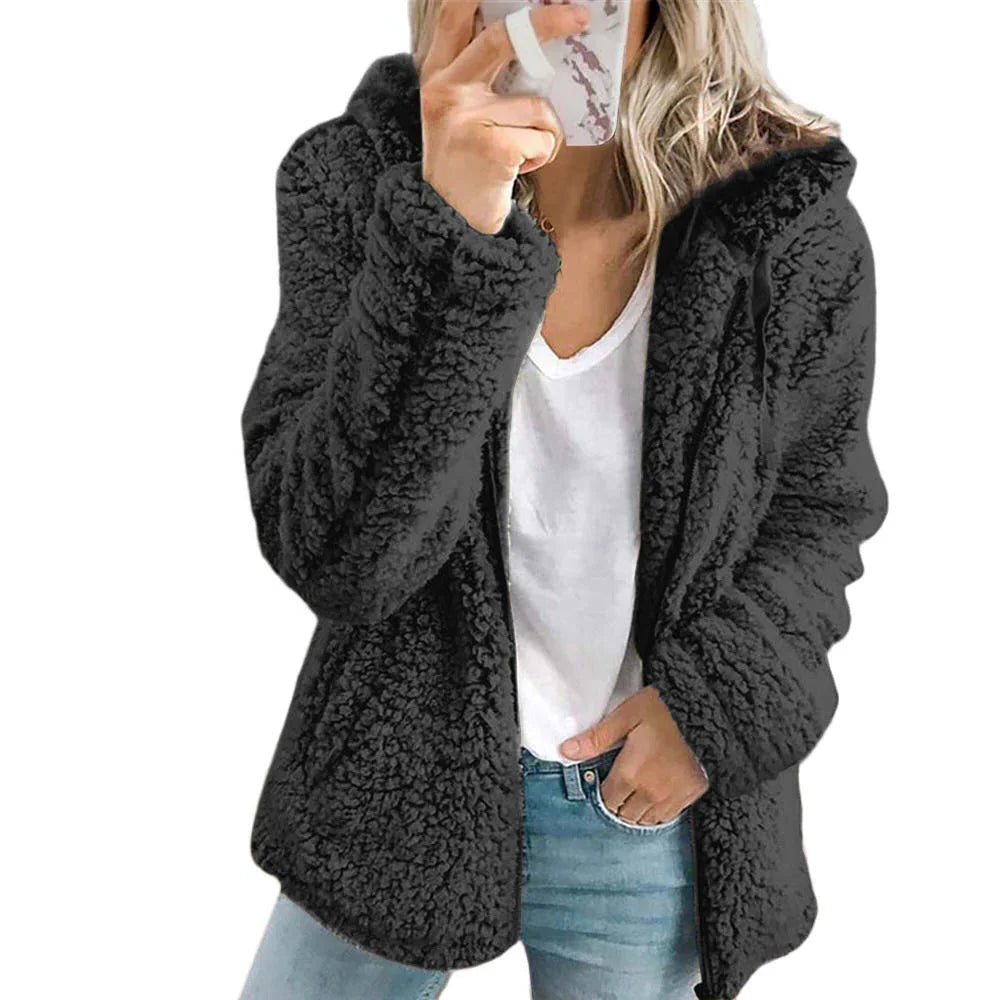 Fleece Coat Teddy Fleece Full Zipper Side Pockets
