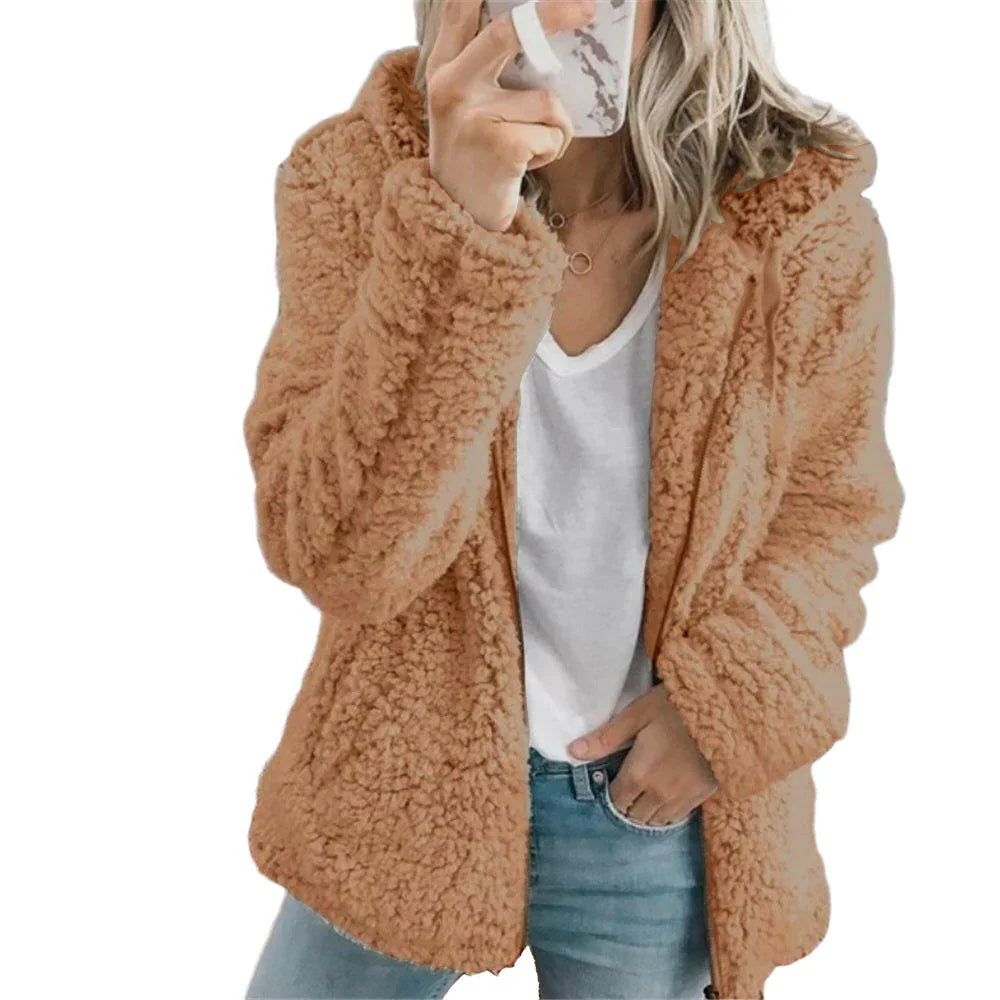 Fleece Coat Teddy Fleece Full Zipper Side Pockets
