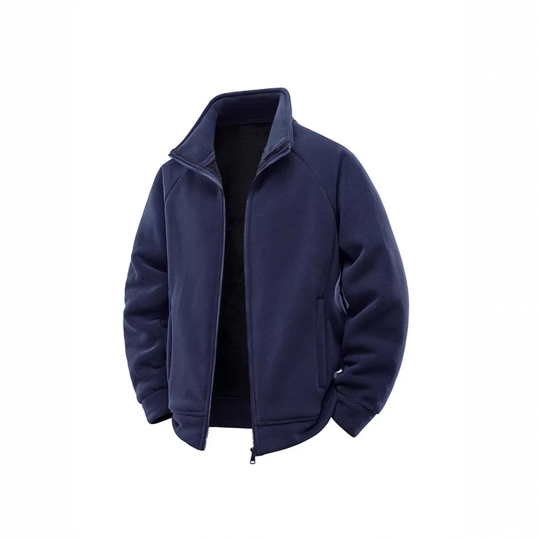 Fleece Jacket Double-Layer Teddy Lining High Stand-Up Collar