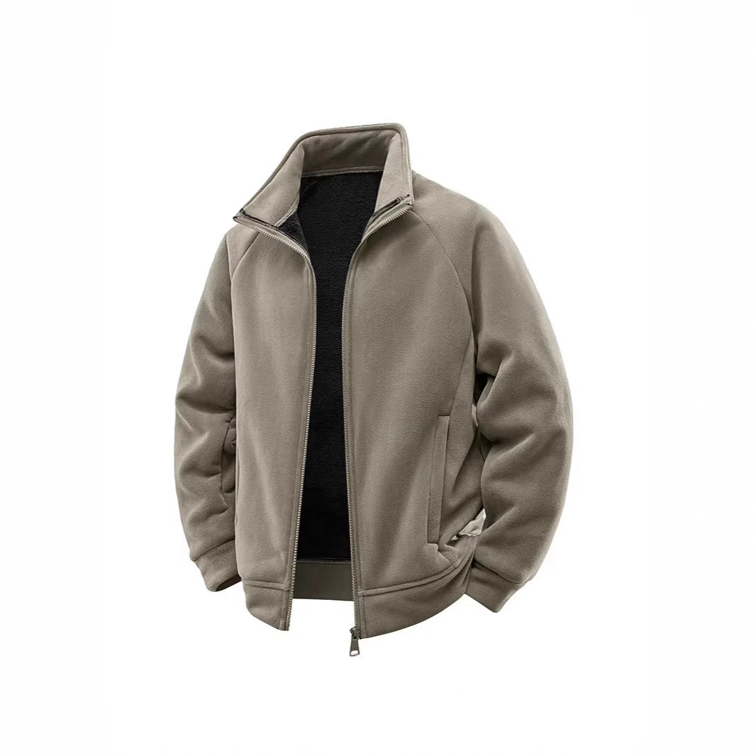 Fleece Jacket Double-Layer Teddy Lining High Stand-Up Collar