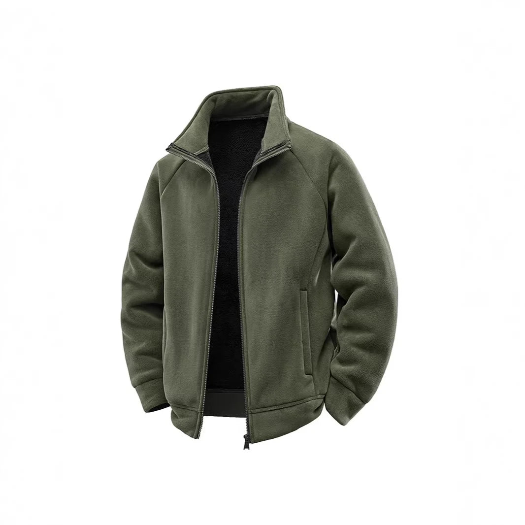 Fleece Jacket Double-Layer Teddy Lining High Stand-Up Collar
