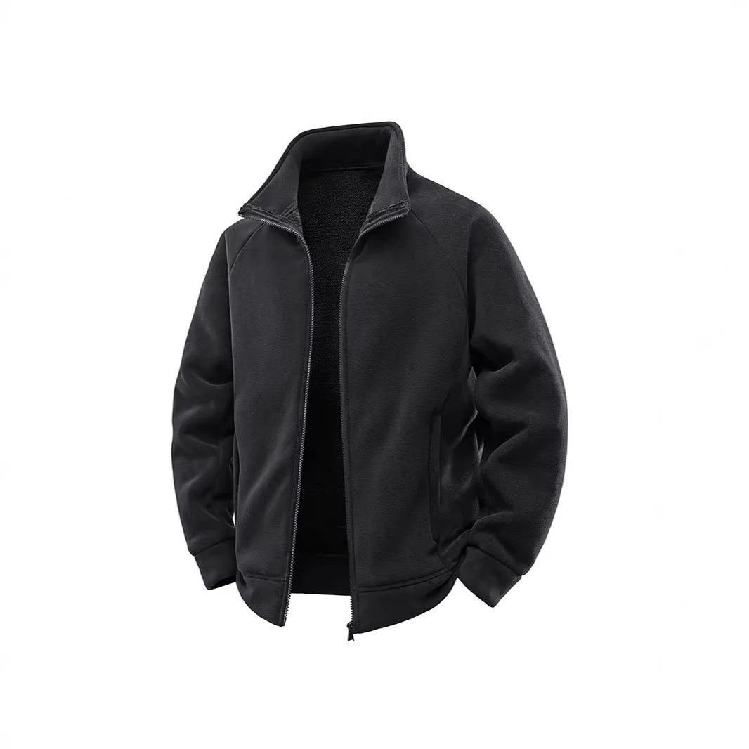 Fleece Jacket Double-Layer Teddy Lining High Stand-Up Collar