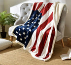Fleece Throw Blanket American Flag Microfiber & Faux Lambswool