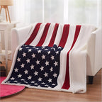 Fleece Throw Blanket American Flag Microfiber & Faux Lambswool