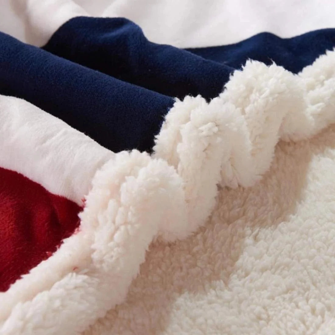 Fleece Throw Blanket American Flag Microfiber & Faux Lambswool