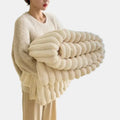 Fleece Throw Blanket Microfiber Wide Stripe Lightweight