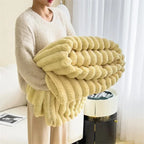 Fleece Throw Blanket Microfiber Wide Stripe Lightweight