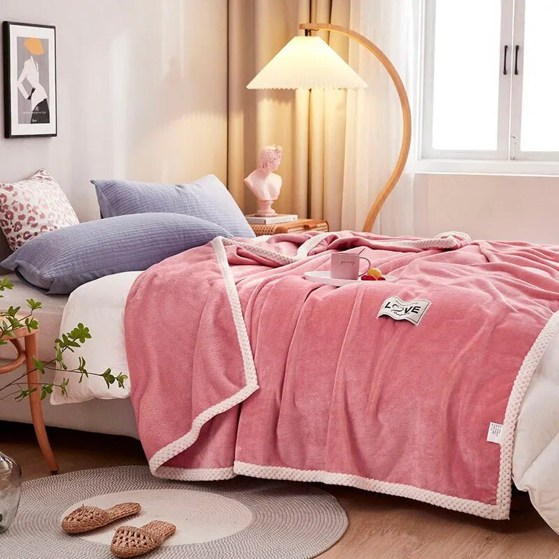 Fleece Throw Blanket Plush Pink Flannel Lightweight