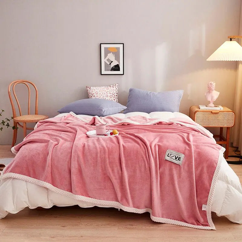 Fleece Throw Blanket Plush Pink Flannel Lightweight