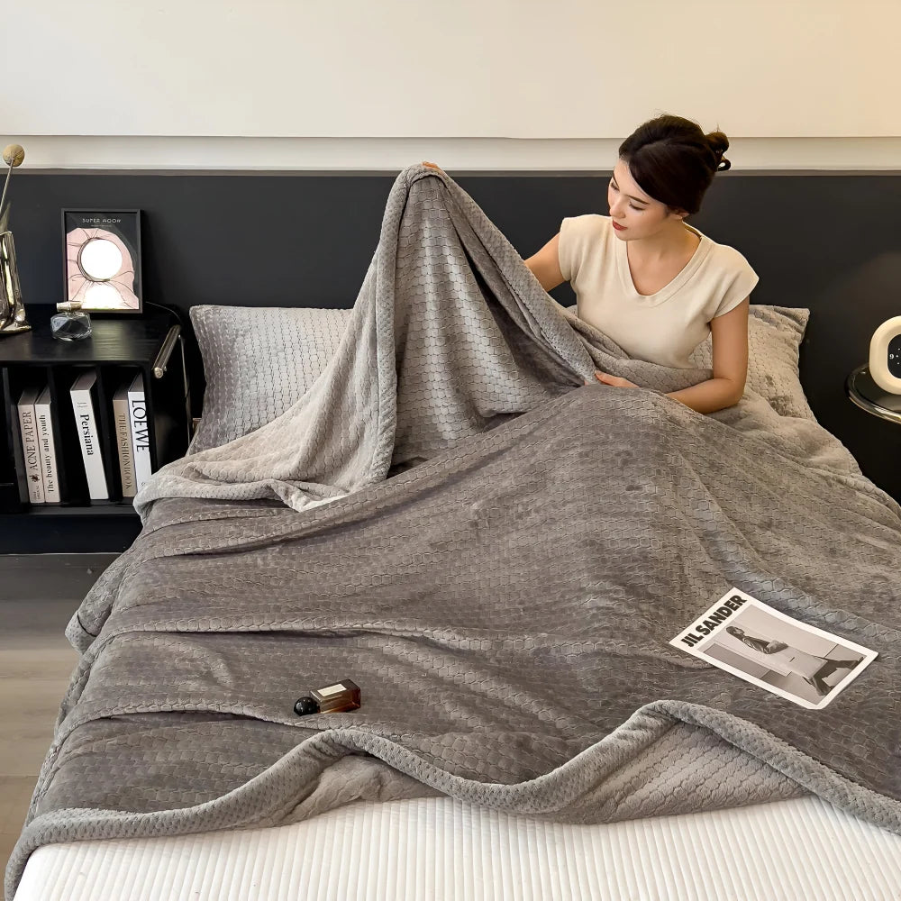 Fleece Throw Blanket Soft Polyester Patchwork Machine Washable