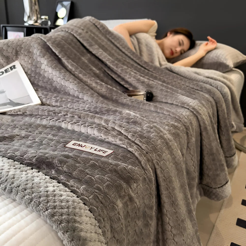 Fleece Throw Blanket Soft Polyester Patchwork Machine Washable