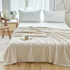 Fleece Throw Geometric Jacquard Microfiber Machine Washable
