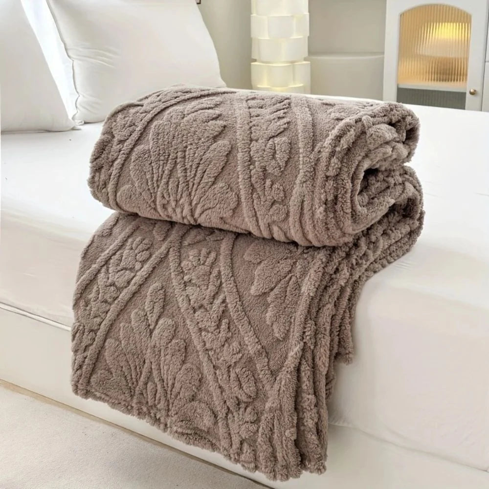 Fleece Throw Geometric Jacquard Microfiber Machine Washable