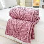 Fleece Throw Geometric Jacquard Microfiber Machine Washable