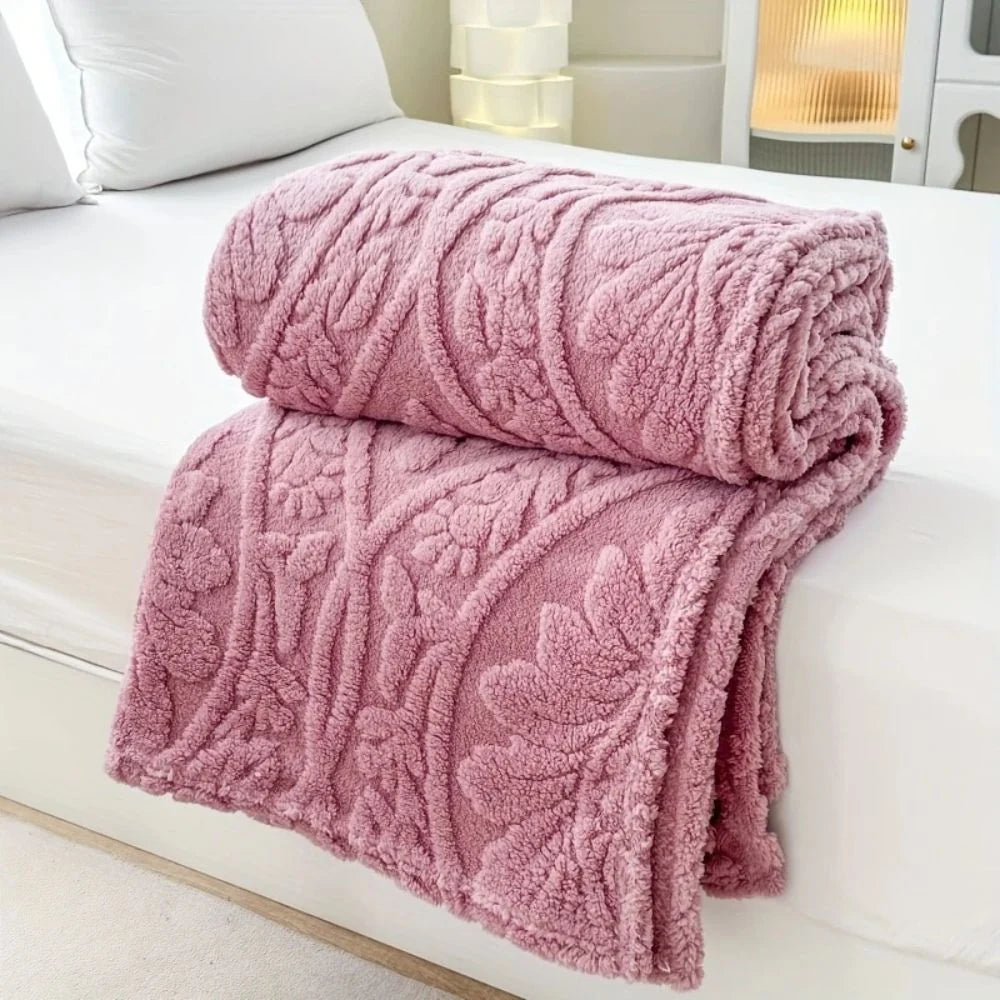 Fleece Throw Geometric Jacquard Microfiber Machine Washable