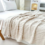 Fleece Throw Geometric Jacquard Microfiber Machine Washable