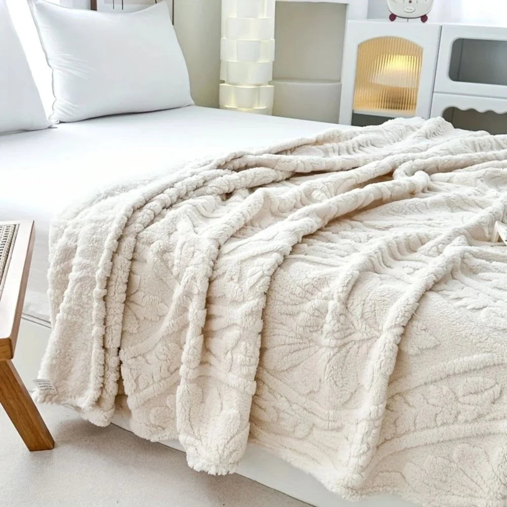 Fleece Throw Geometric Jacquard Microfiber Machine Washable