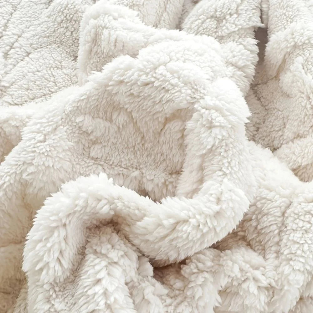 Fleece Throw Geometric Jacquard Microfiber Machine Washable