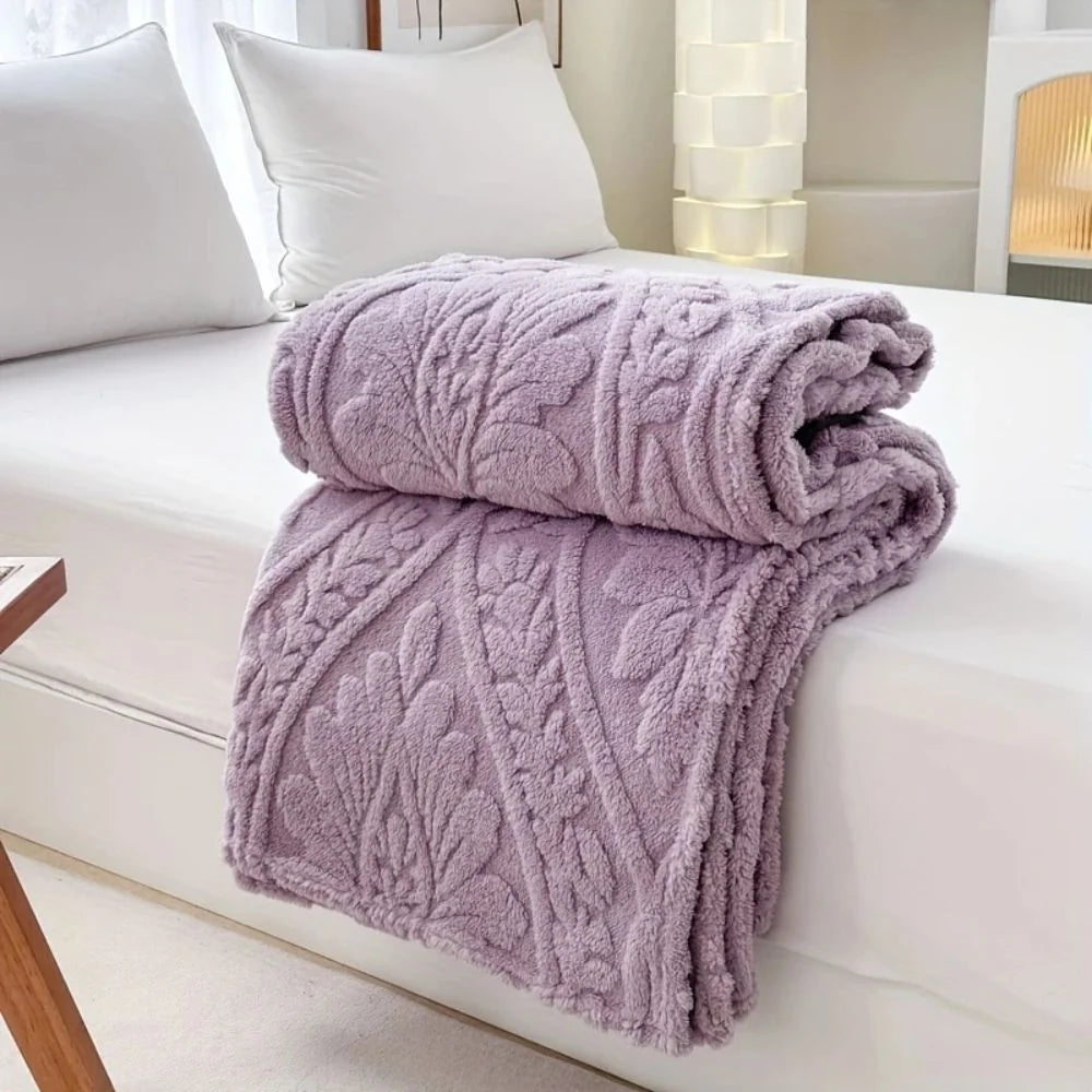 Fleece Throw Geometric Jacquard Microfiber Machine Washable