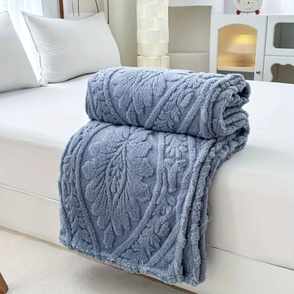 Fleece Throw Geometric Jacquard Microfiber Machine Washable